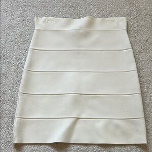 BCBGMaxAzria Cream Ribbed Mini Skirt